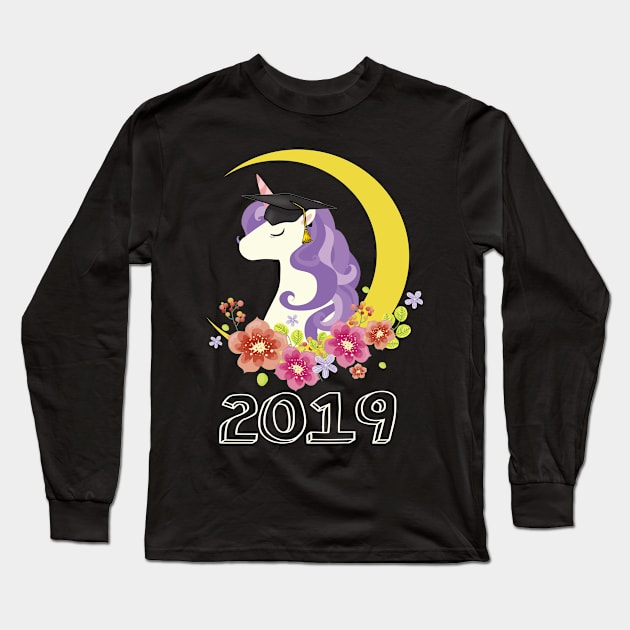 Kids 2019 Graduation Cap Unicorn Shirt Gift for Kindergarten Girl Long Sleeve T-Shirt by crosszcp2